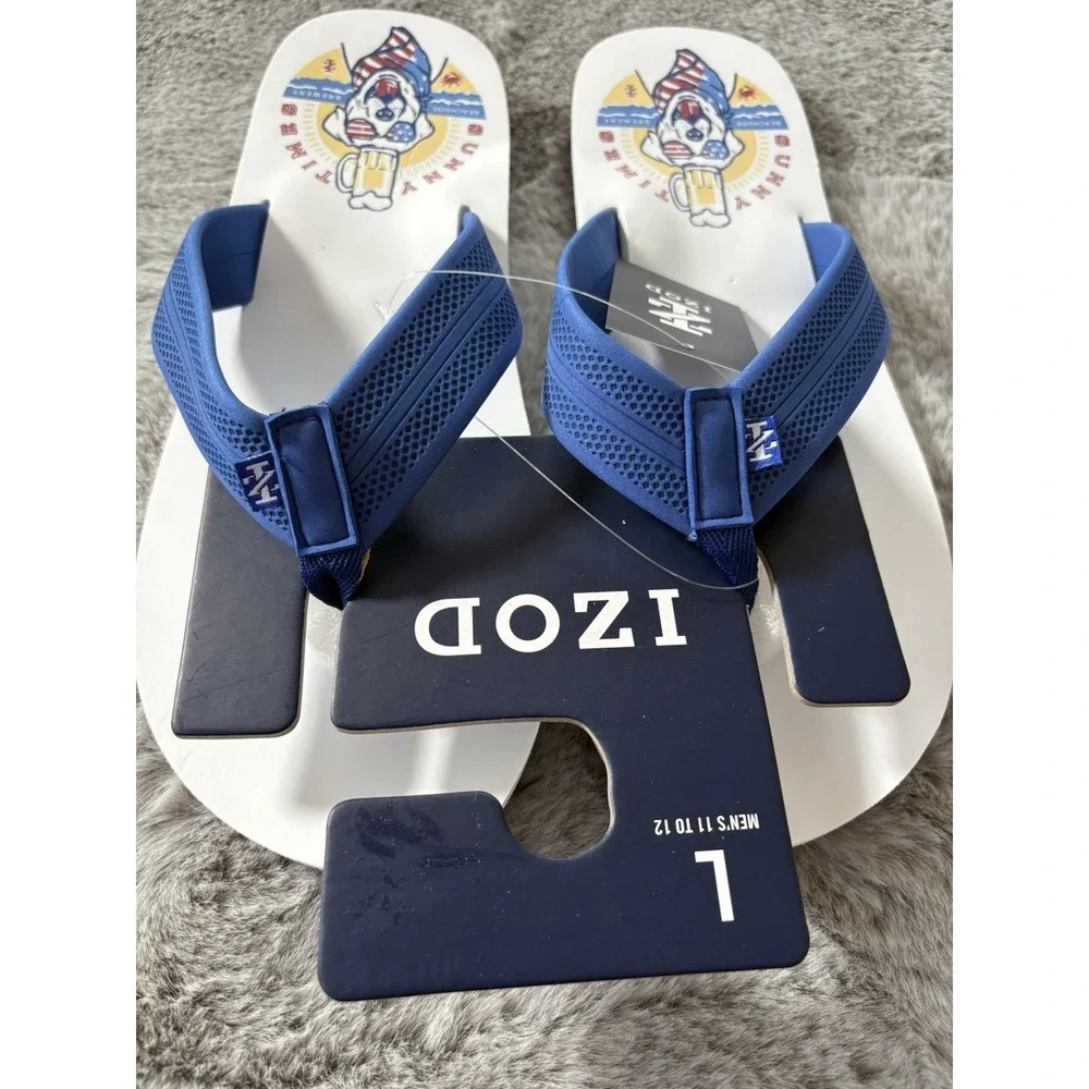 Izod flip flop beach pool shoes size L 11-12 New